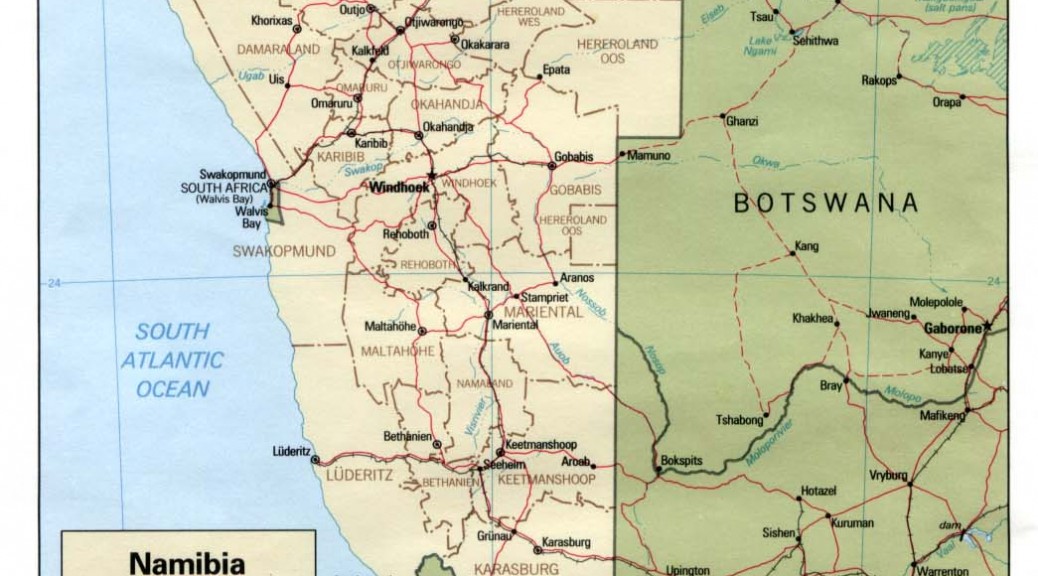 Подробная карта намибии